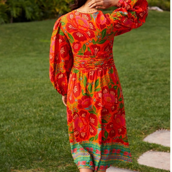 @farmrio Farm for Anthropologie Red Motif Maxi Dress Size XXS *Sold Out Online* - Picture 5 of 7